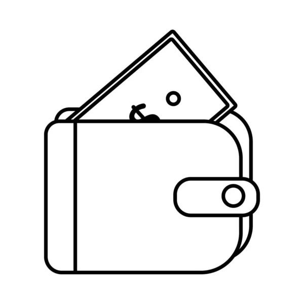 Plånbok med räkningar linje stil ikon — Stock vektor
