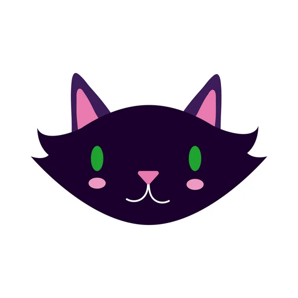 Halloween cat black head flat style icon — Stockvektor
