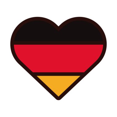Alman bayrağı taşıyan kalp Oktoberfest hattı ve biçim simgesini doldur