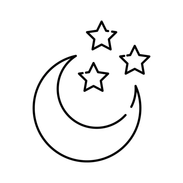 Luna creciente y estrellas línea icono de estilo — Archivo Imágenes Vectoriales