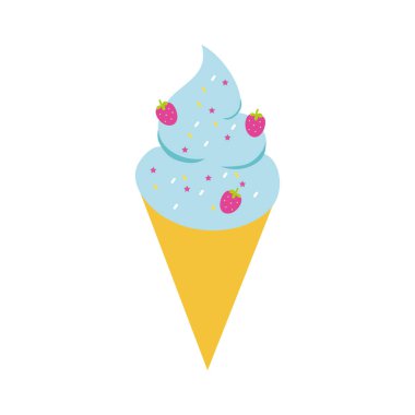 Düz çilekli dondurma külahı.