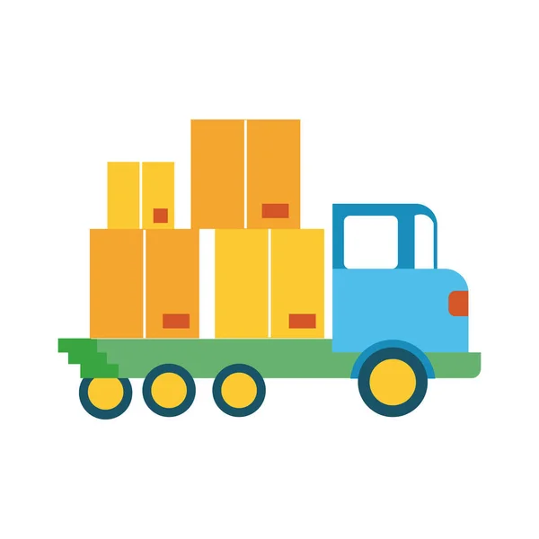 Truck with boxes carton delivery service line and fill style icon — Stock Vector
