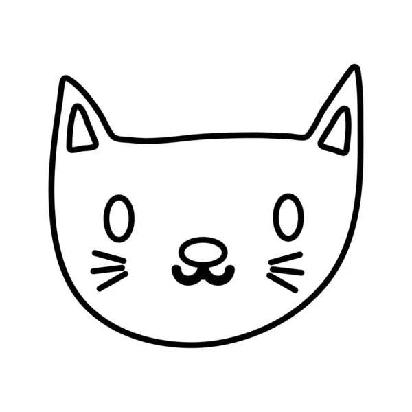 Halloween katt svart huvud linje stil ikon — Stock vektor