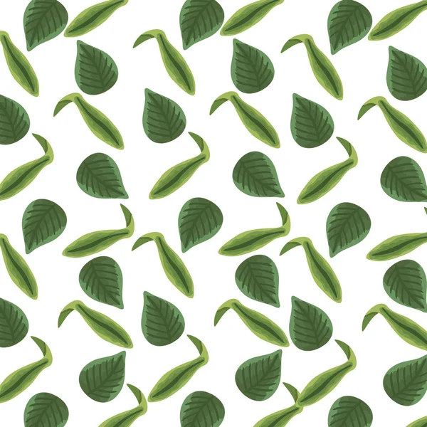 Feuillus plantes nature motif arrière-plan style détaillé — Image vectorielle