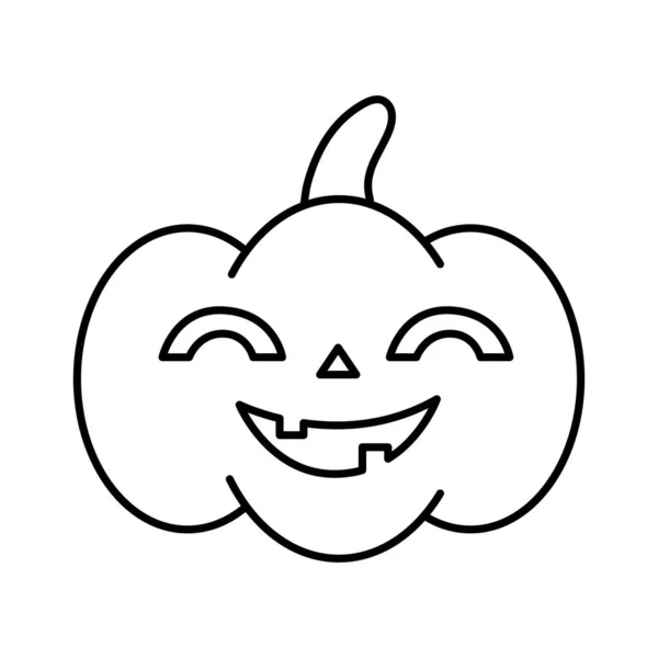Halloween citrouille visage ligne style icône — Image vectorielle