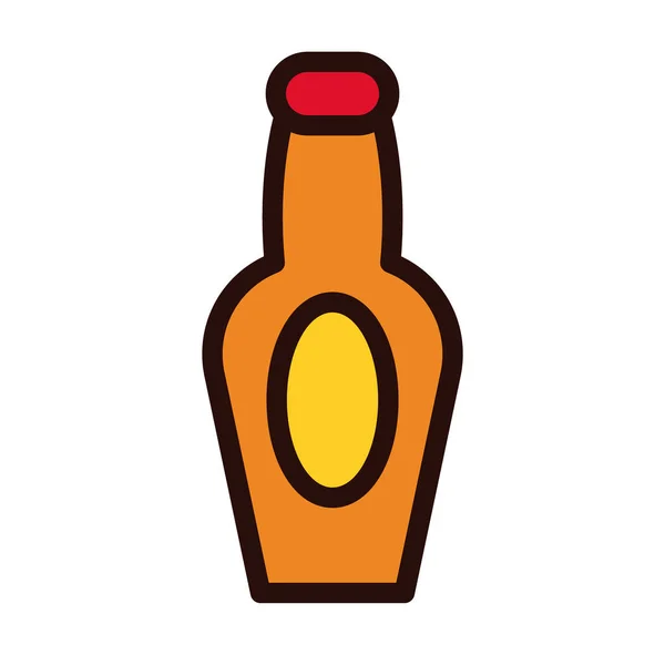 Pivní láhev nápoj řádek a styl výplně — Stockový vektor