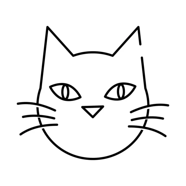 Halloween gato negro cabeza línea estilo icono — Vector de stock