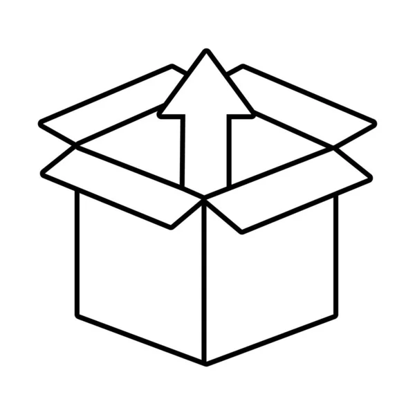 Pudełko karton ze strzałką do góry usługi dostawy ikona stylu — Wektor stockowy