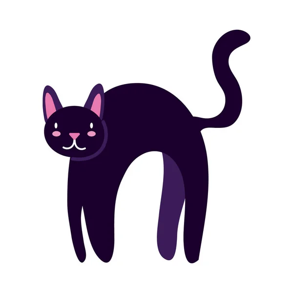 Halloween cat black flat style icon — стоковый вектор