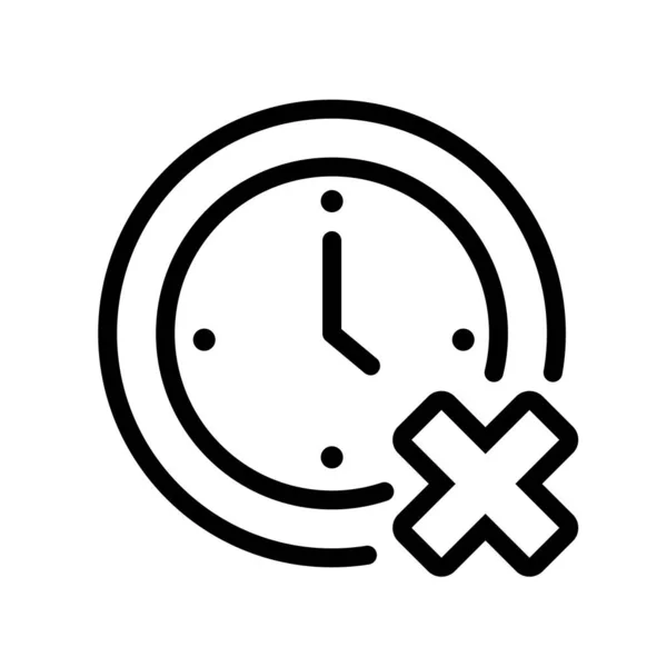 Klocka med x linje stil ikon — Stock vektor