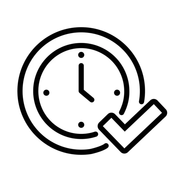 Reloj de tiempo con icono de estilo de línea de símbolo de verificación — Vector de stock