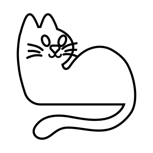 Halloween gato negro línea estilo icono — Vector de stock