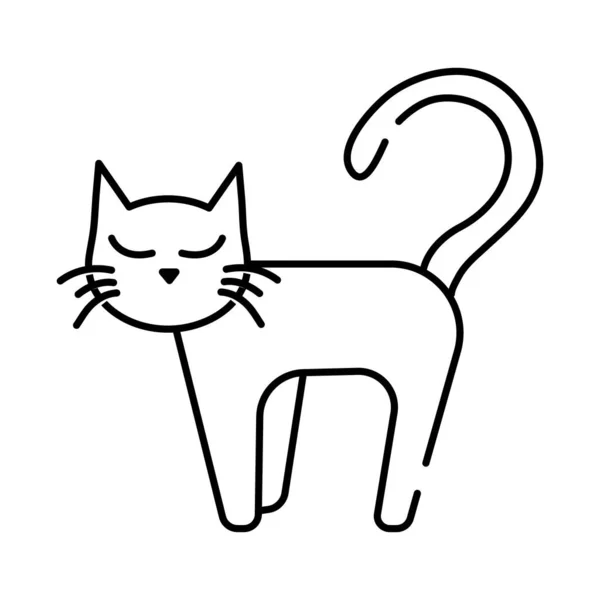 Halloween cat black line style icon — Stockvektor