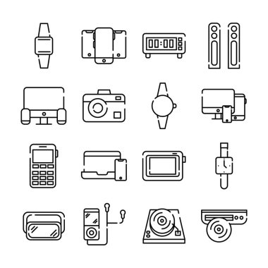 onaltı aygıt demeti elektronik simgeleri ayarlar