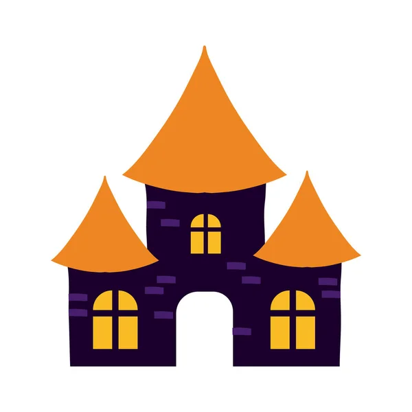 Halloween castillo oscuro icono de estilo plano — Vector de stock