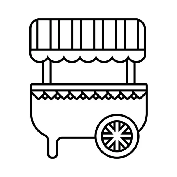 Fair Kiosk Warenkorb Linie Stil-Symbol — Stockvektor