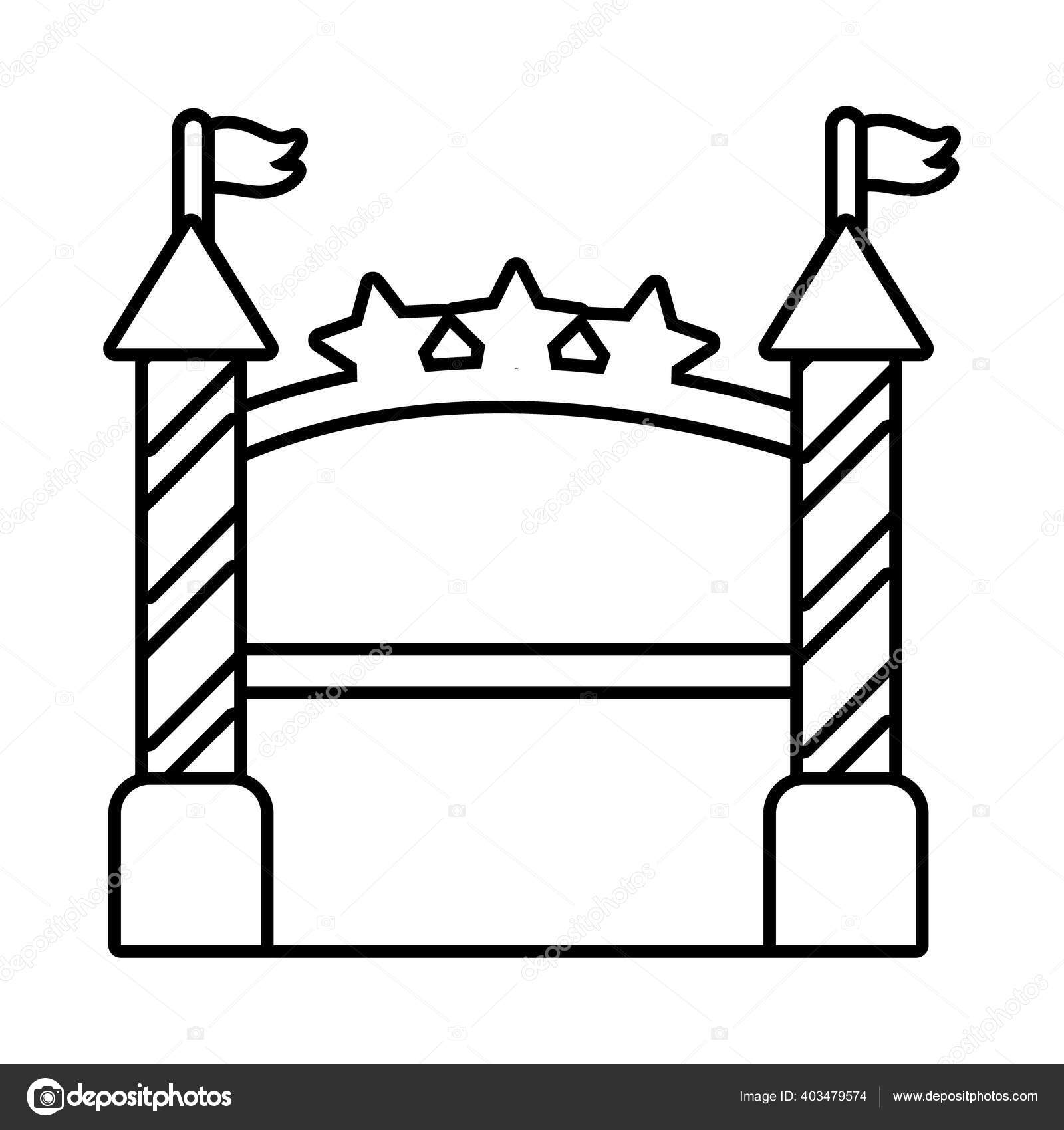 Castle air mechanical fairground attraction line style icon Stock