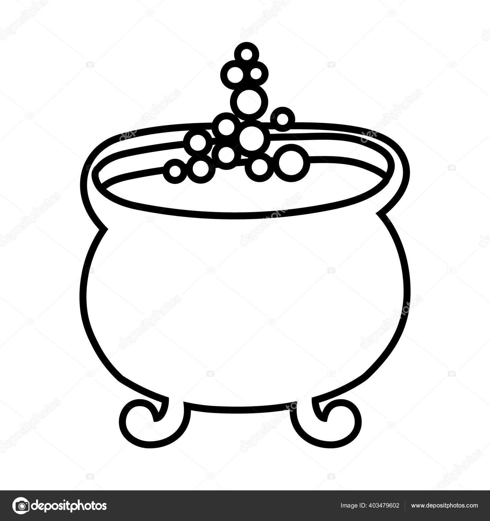 Witch cauldron pot line style icon Stock Vector by ©yupiramos 403479602, image size:1600x1700