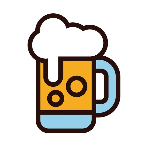 Pot de bière oktoberfest ligne et icône de remplissage — Image vectorielle