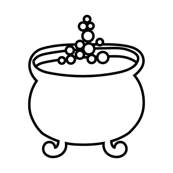 Witch cauldron pot line style icon — Stock Vector