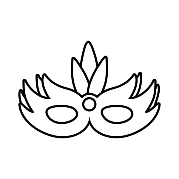 Máscara de carnaval con plumas icono de estilo de línea — Vector de stock