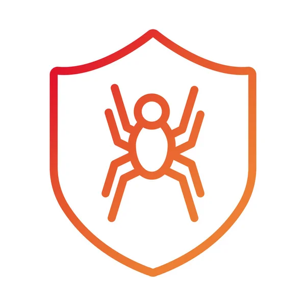 Escudo seguro con icono de estilo de gradiente de araña — Vector de stock