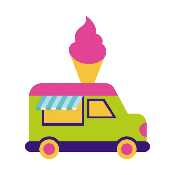 Dondurma fuarı araba düz stil ikonu — Stok Vektör