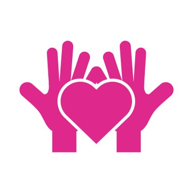 Pembe kalp siluetini koruyan eller