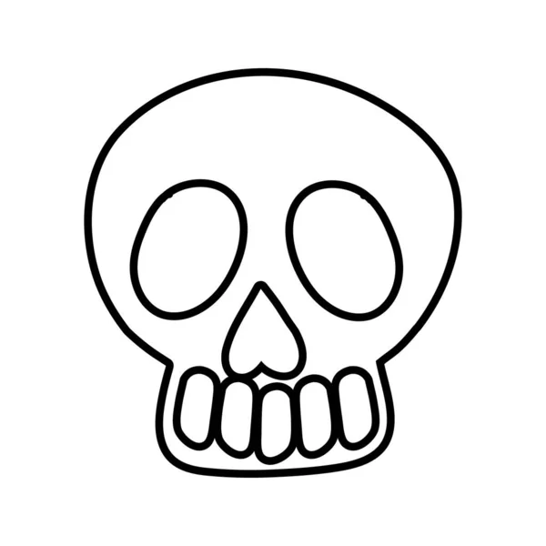 Halloween hoofd schedel lijn stijl pictogram — Stockvector