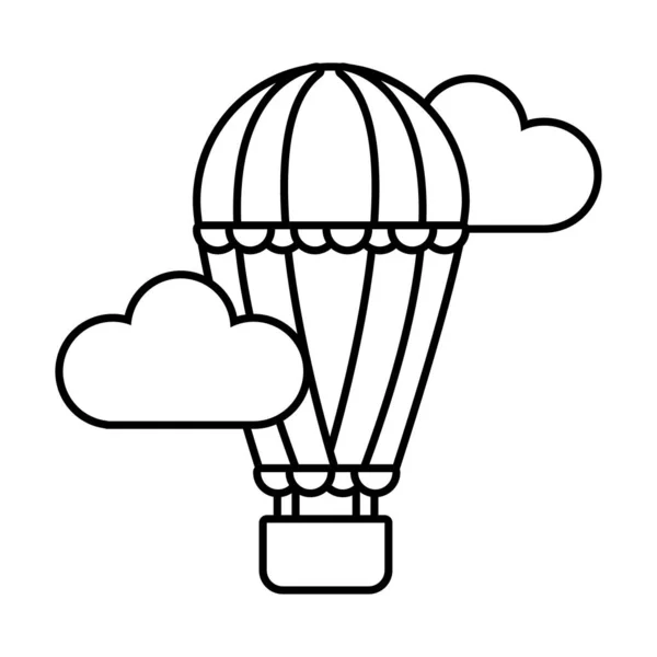 Balloon air hot flying line style icon — Stock Vector