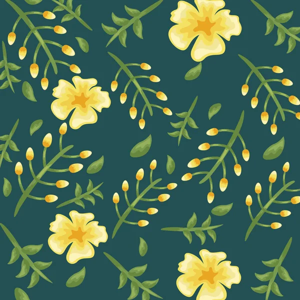 Blumen Farbe gelb Muster detaillierten Stil — Stockvektor