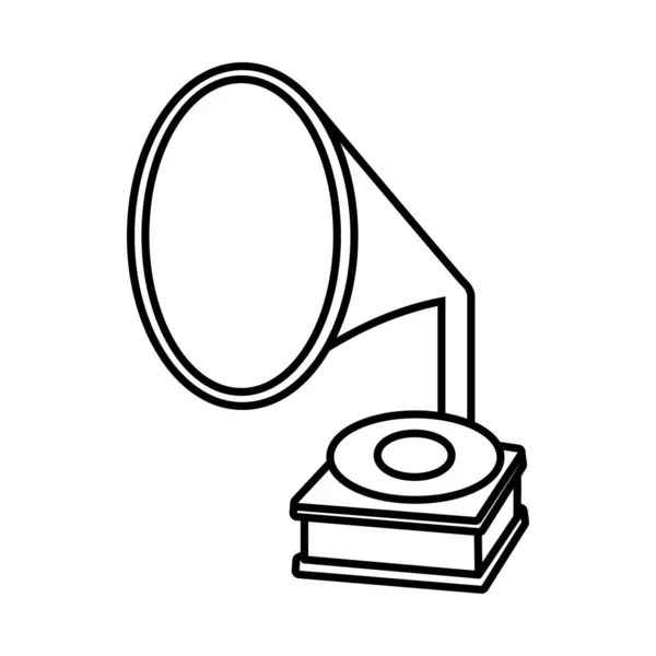 Gramofon zene lejátszó vonal stílus ikon — Stock Vector