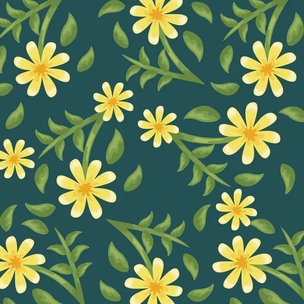 Couleur des fleurs motif jaune style détaillé — Image vectorielle