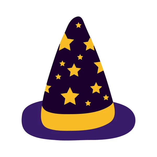 Yıldızlar düz stil ikonlu cadılar bayramı cadı şapkası — Stok Vektör