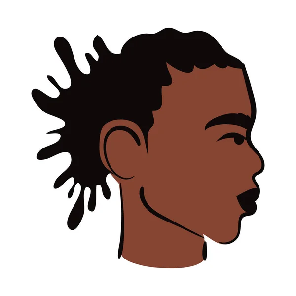 Profile young afro man ethnicity with rasta hair style flat style icon — Stock Vector