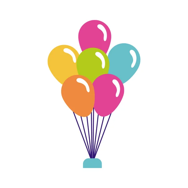 Balonlar helyum yüzen düz biçim simgesi — Stok Vektör