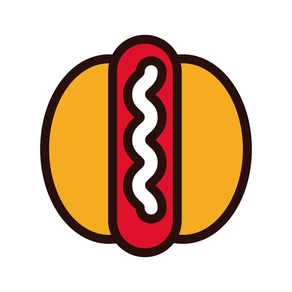 Línea de comida rápida hot dog y estilo de relleno — Vector de stock