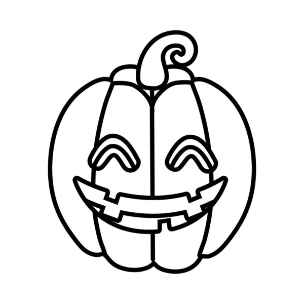 Halloween citrouille visage ligne style — Image vectorielle