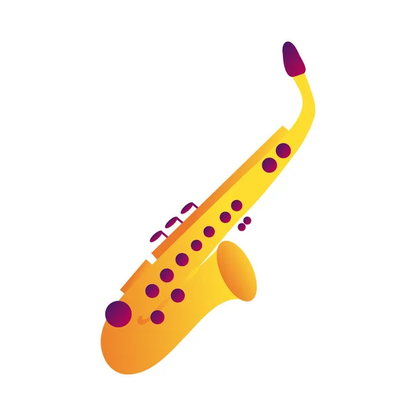 Saxofón línea de instrumentos musicales e icono de estilo de relleno — Vector de stock