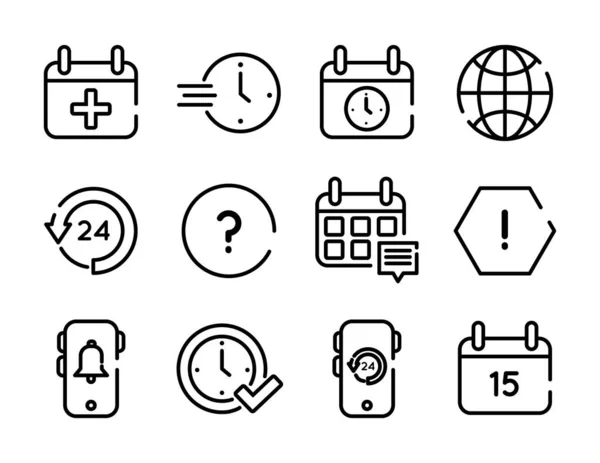 Bundel van twaalf kalenders set pictogrammen — Stockvector