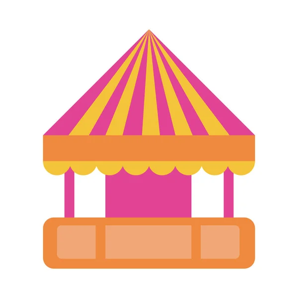 Tent kiosk mechanical fairground attraction flat style icon — Stock Vector