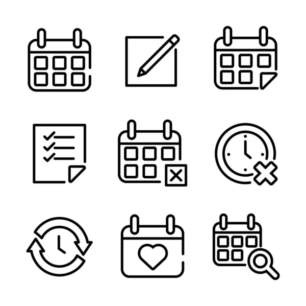 Paquete de nueve calendarios conjunto de iconos — Vector de stock