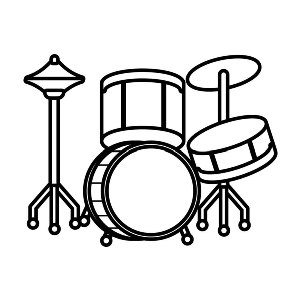 Bubny hudební nástroj linka styl ikony — Stockový vektor