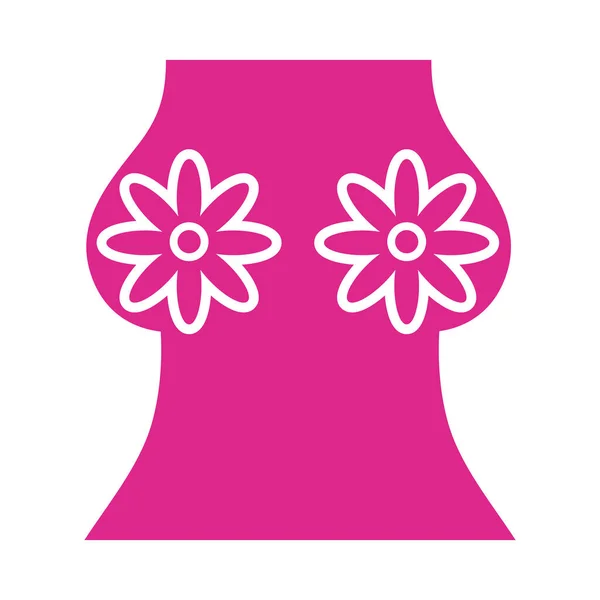 Vrouw borst met bloemen BH silhouet stijl pictogram — Stockvector