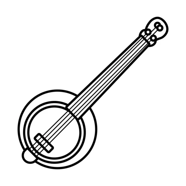 Icono de estilo de línea de instrumento de cuerda banjo — Vector de stock