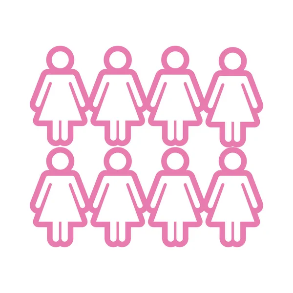 Mulheres rosa figuras ícone de estilo de linha —  Vetores de Stock