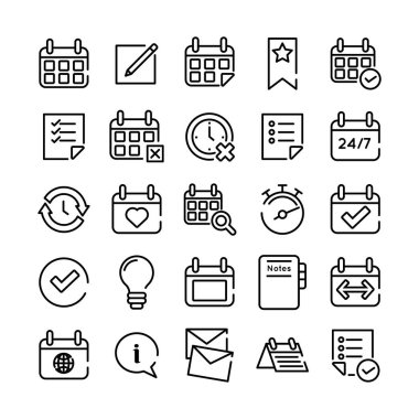 Yirmi beş takvimlik deste simge ayarla