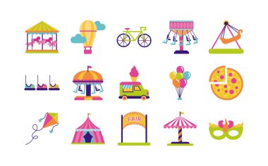 Adil eğlence seti simgeleri demeti