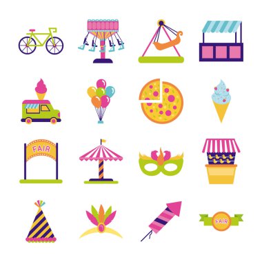 Adil eğlence seti simgeleri demeti