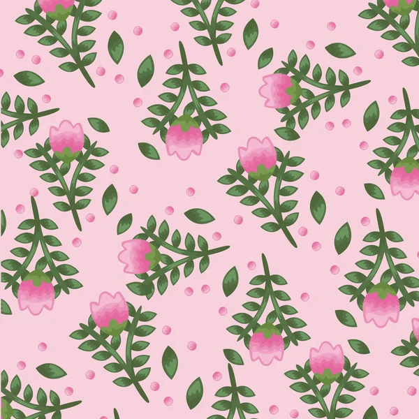 Λουλούδια χρώμα ροζ μοτίβο λεπτομερές στυλ — Διανυσματικό Αρχείο